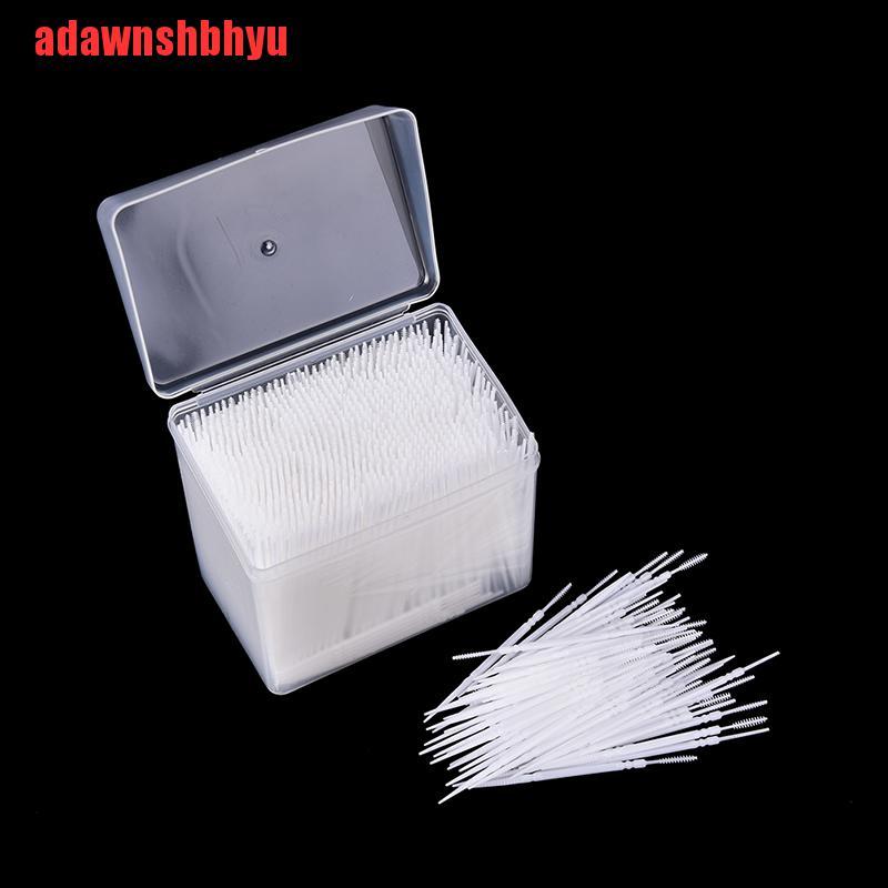 (Adawnshbhyu) 1100pcs Tusuk Gigi 2 Sisi Interdental Bahan Plastik Untuk Kebersihan Mulut