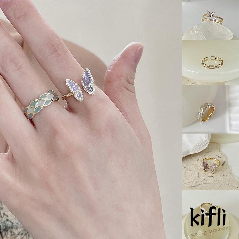 Cincin Desain Kupu-Kupu Aksen Mutiara Untuk Wanita