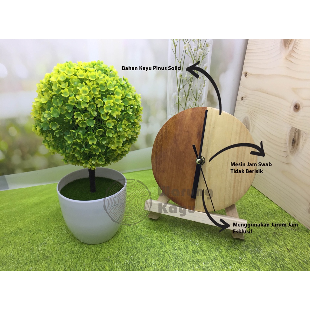 Jam Dinding Kayu Pinus Solid Polos Dekorasi Rumah Unik Bukan Mdf Atau Plastik 15 cm