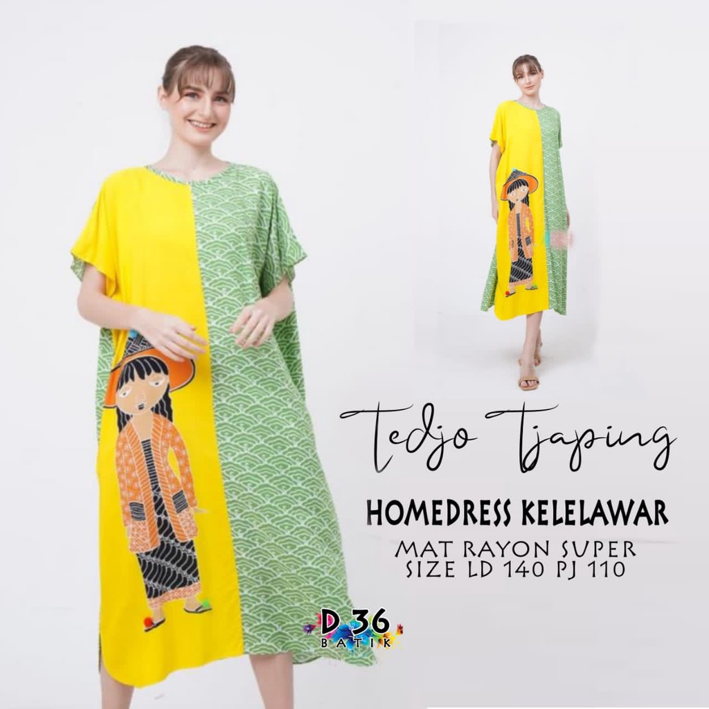 Daster Tedjo Tjaping Batik Homedress Kelelawar Baju Tidur Rayon Pastel Baju Tidur Kartun Jumbo