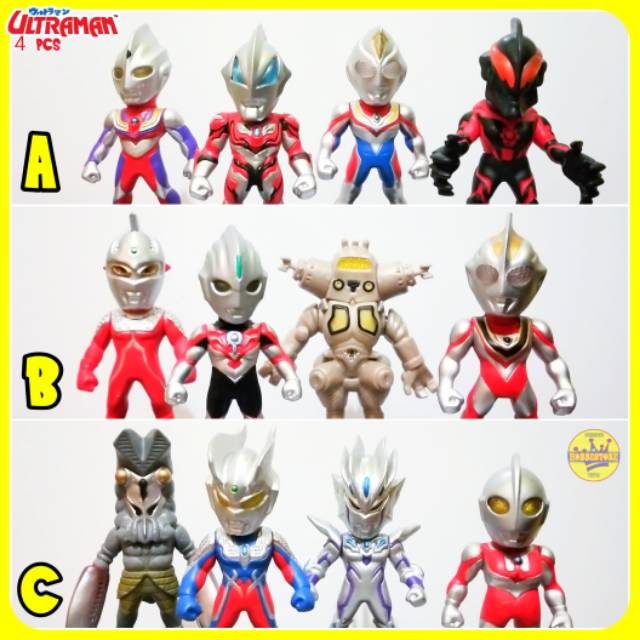 Action Figure Set ULTRAMAN  isi 4 pcs Miniatur Pajangan 