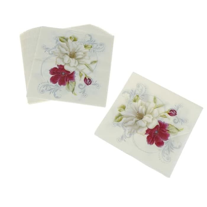 Decoupage Napkin - Tissue Decoupage 2Ply FL-Red and White