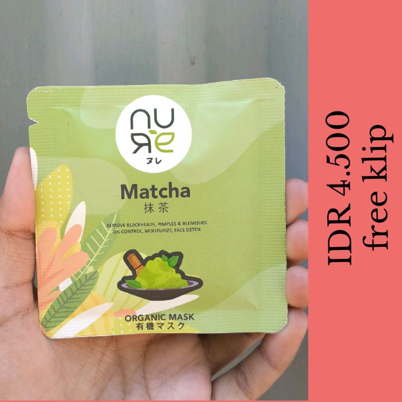 [BUY 3 FREE SPATULA] NURE BEAUTY Varian Matcha Organic Wash Off Mask 5gr