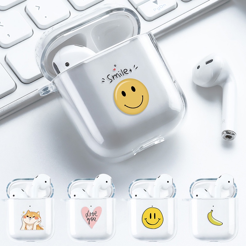 Case TPU Transparan Motif Kartun Lucu Cover AirPods 1 2