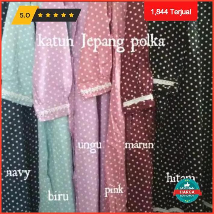 Gamis Katun Jepang Ori Polkadot - Navy Paling Murah