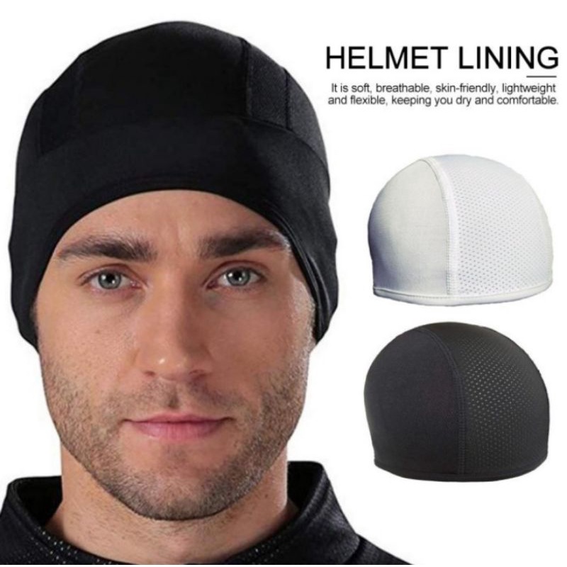 Kupluk Helm Motor Sepeda Beanie Hat Beany Head Topi Penutup Kepala Pria Wanita Head Rider Biker Anti Keringat Nyaman Adem Pelindung Saat Touring Hiking Snowboarding Gowes Speda