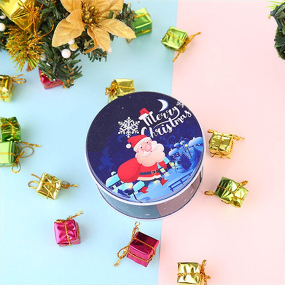 Top Christmas Tin Gift Box Xmas Candy Dengan Tutup Wadah Penyimpanan