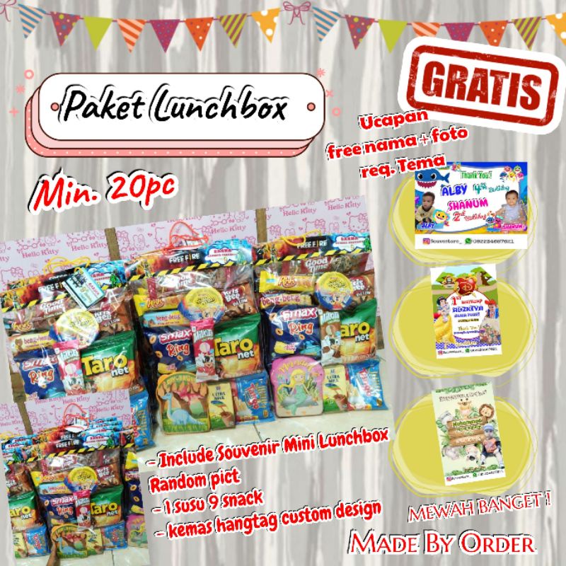 Souvenir Ulang Tahun Lunchbox || Paket Ulang Tahun Murah || Bingkisan Ultah Anak || Lunchbox Biggy