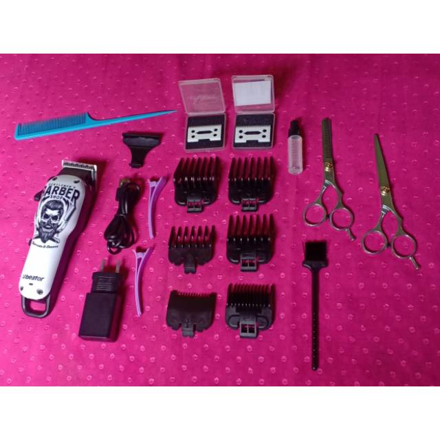 Alat cukur /pangkas rambut Ubeator profesional cliper cordless terlengkap plus kaki cliper ½ dan 1½