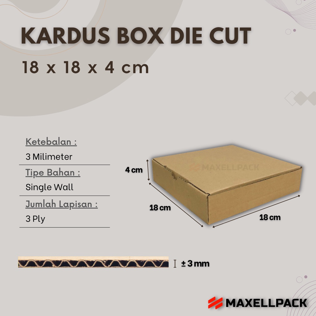 

Kardus Box Die Cut 18x18x4 CM Dus Makanan Pizza Packing Polos