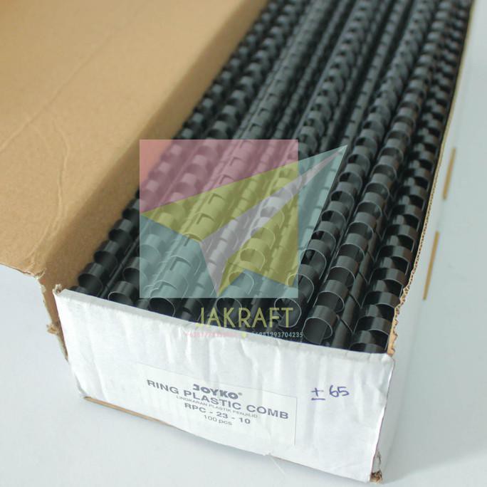 SPIRAL PLASTIK JILID 10 MM 23 LUBANG F4 ISI 100 HITAM 3/8 INCH JOYKO