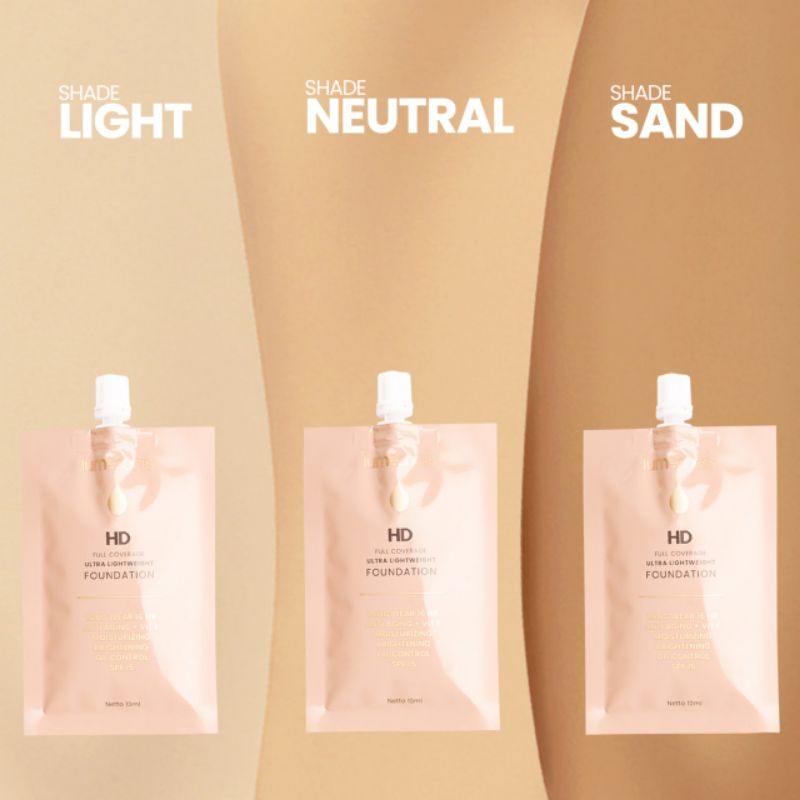 Jual Foundation sachet kemasan Lumecolors HD full coverage ultra
