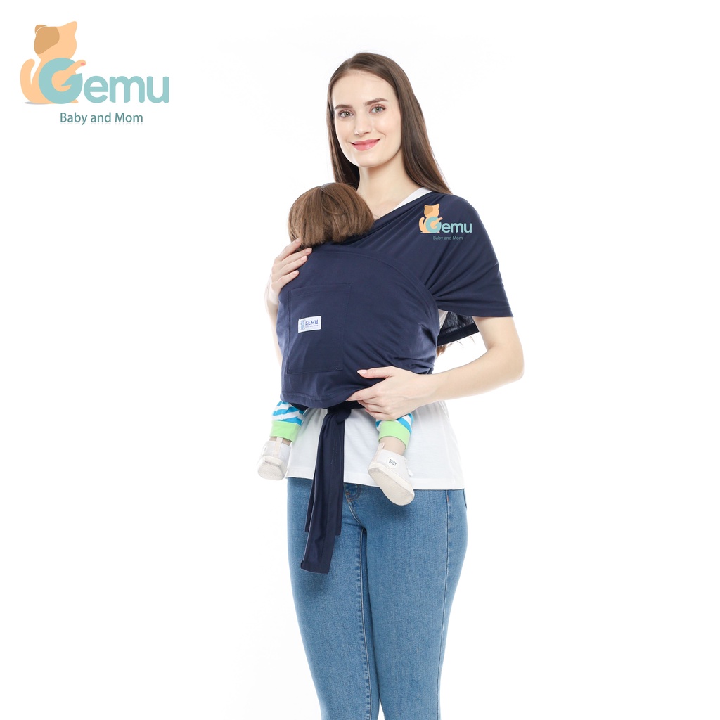 Baby Wrap Gendongan Bayi Depan Samping M Shape 3in1 Geos Kaos Instan with Sash Belt Premium GEMU
