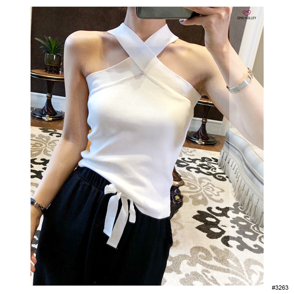 (COD) OH Fashion Tank Top  Halter Rajut Ayuna Import #3263 🟠