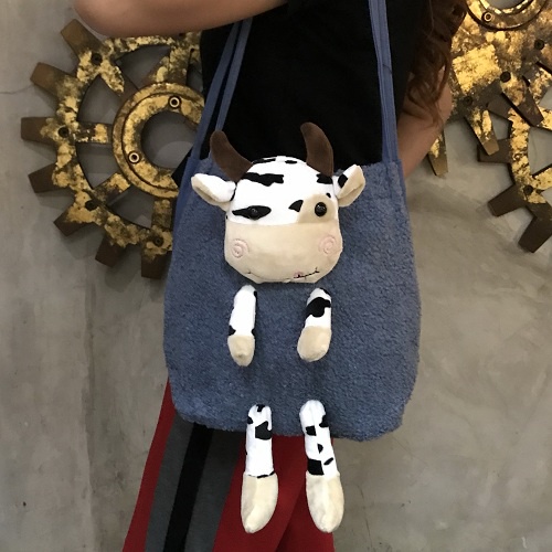 Tas Bahu Tote Shoulder Bag Wanita Remaja Anak-anak Lucu Boneka Cow Sapi Impor