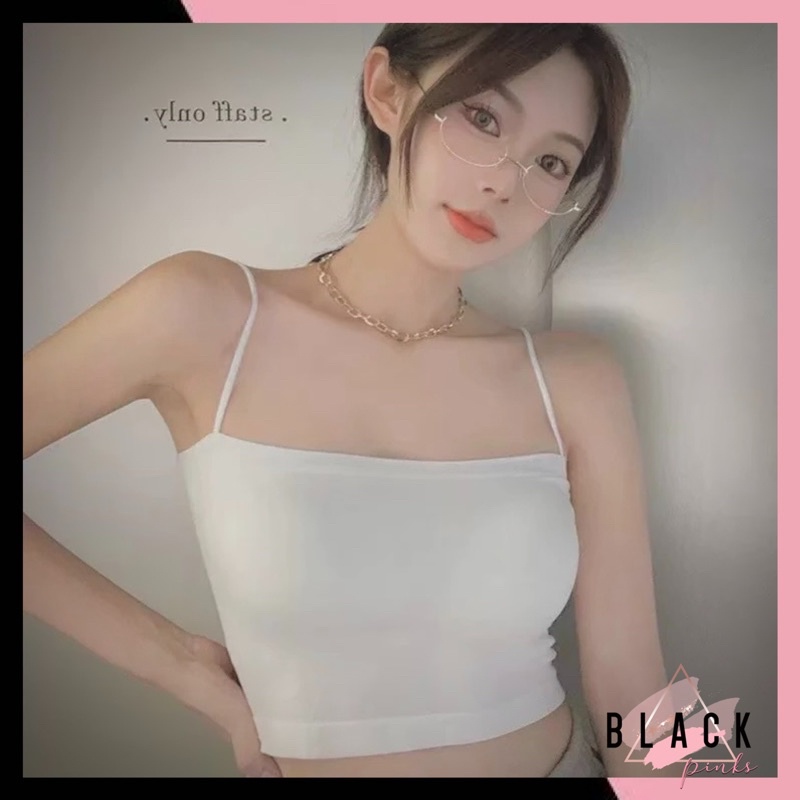 Blackpink Bra Tanktop Wanita Square Tali Spaghetti Import 1069