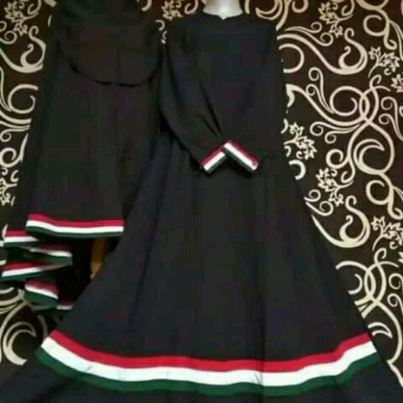 Satu Set Gamis Palestina + Jilbab bonus Cadar Tali