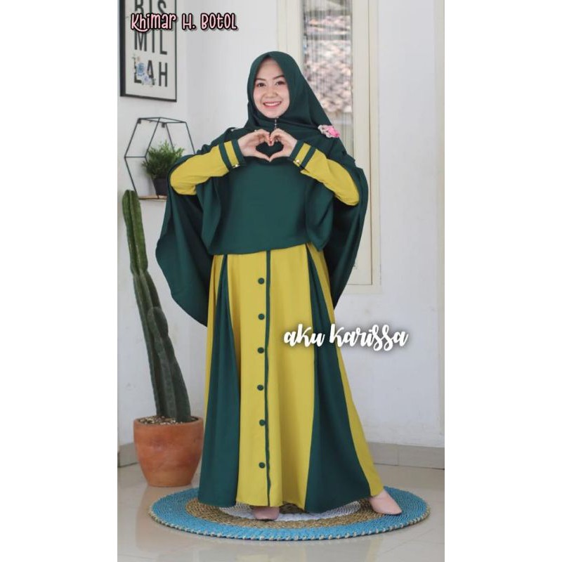 gamis Ity Crepe Safina set Khimar ori by aku Karissa for elsyifa