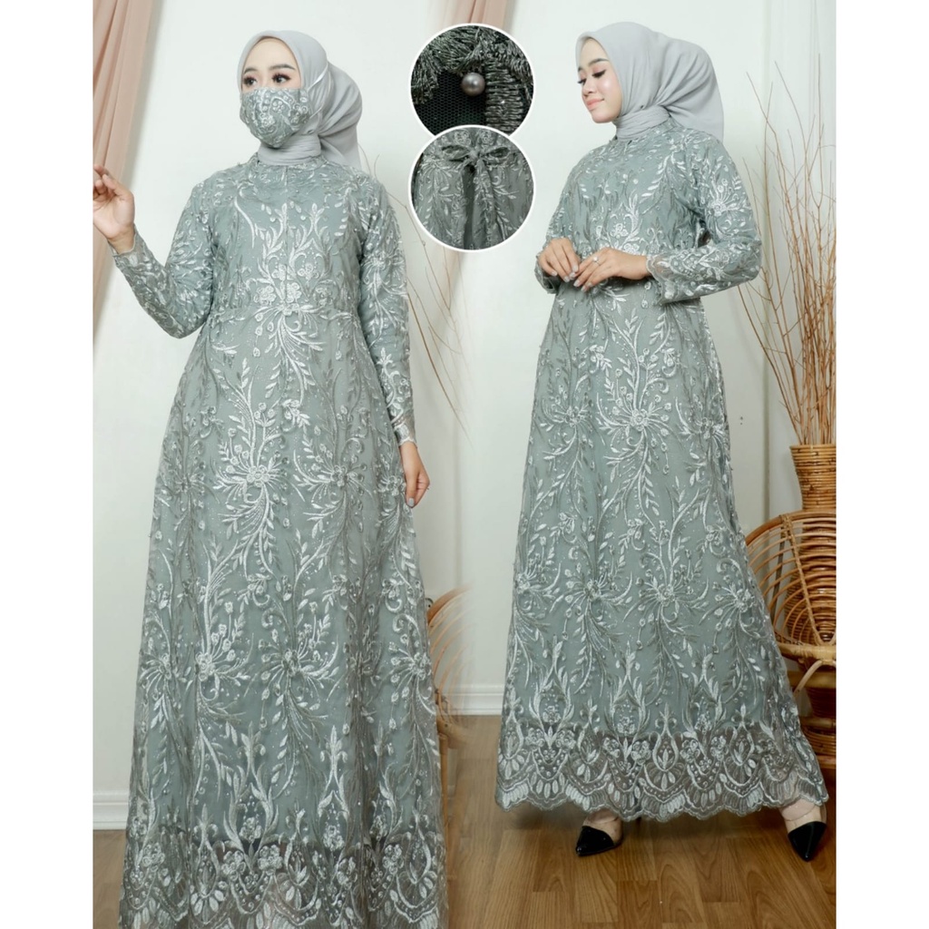 Permata Olshop / Kebaya Gamis Busui Zaya 2 / Baju Gamis Pesta Mewah / Kebaya Kondangan