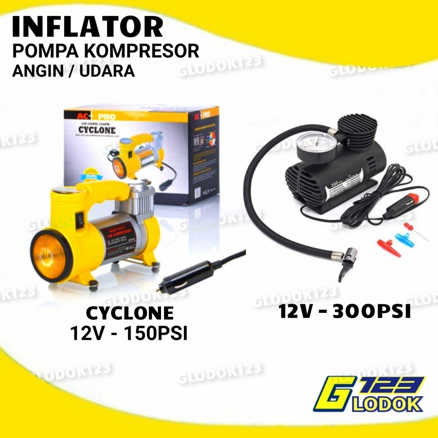 Pompa Elektrik Tekanan Angin Ban Inflator Kompresor Udara DC 12V