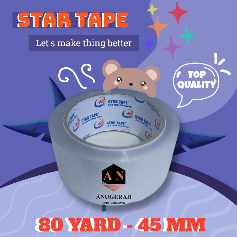 LAKBAN BENING / SELOTIP BENING 80 YARD 45MM STAR TAPE MURAH