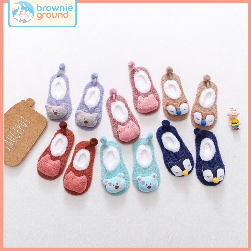 SEPATU BAYI PREWALKER BULU LEMBUT ANTI SLIP / kaos kaki bayi import korea / sepatu bayi karakter