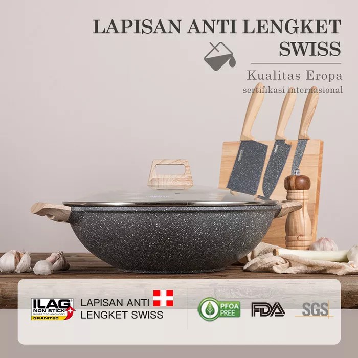 Promo Carote Wok Kuali Anti Lengket 36cm/40cm dengan tutup