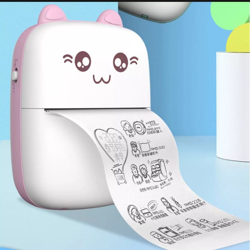 HTF Printer Mini portable tanpa tinta Bluetooth. printer termal mini untuk print Resi pengiriman