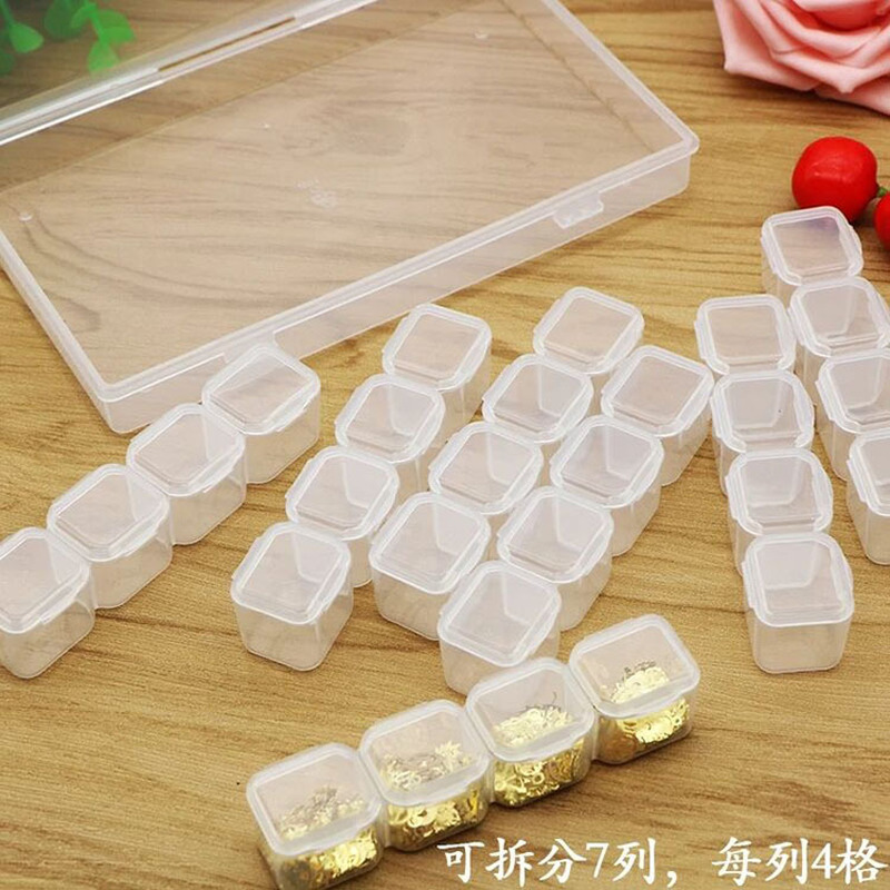 28 Compartments Jewelry Storage Box with Adjustable Dividers/Plastic Organizer Container Box/Gem Organizer