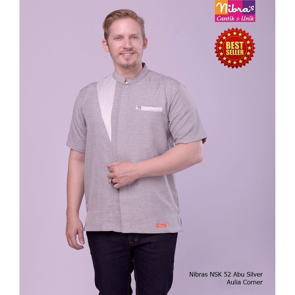 LARIS Baju Koko Nibras NSK 52 Abu Silver Model Baju Koko