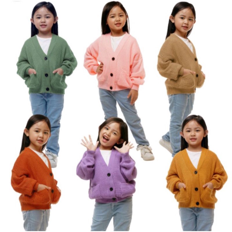 Sweater kardigan anak untuk usia 3 - 6 tahun