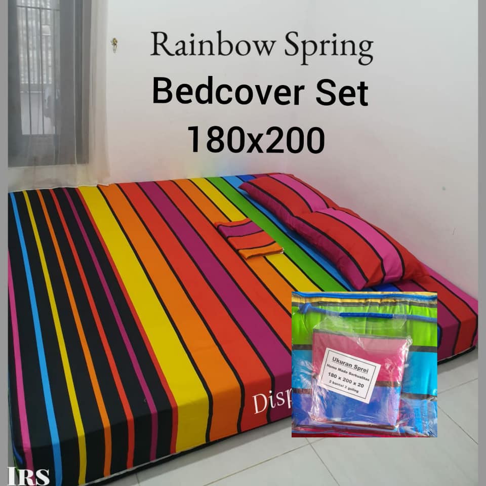 Bedcover Homemde karakter anak cewek dan cowok motif terlaris Rainbow Spring