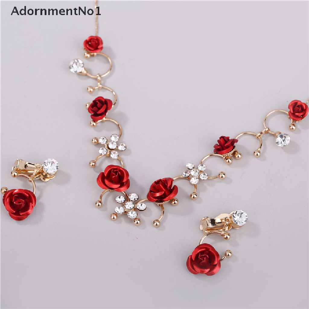 (AdornmentNo1) 2pcs / set Kalung + Anting Klip Elegan Untuk Perhiasan Wanita