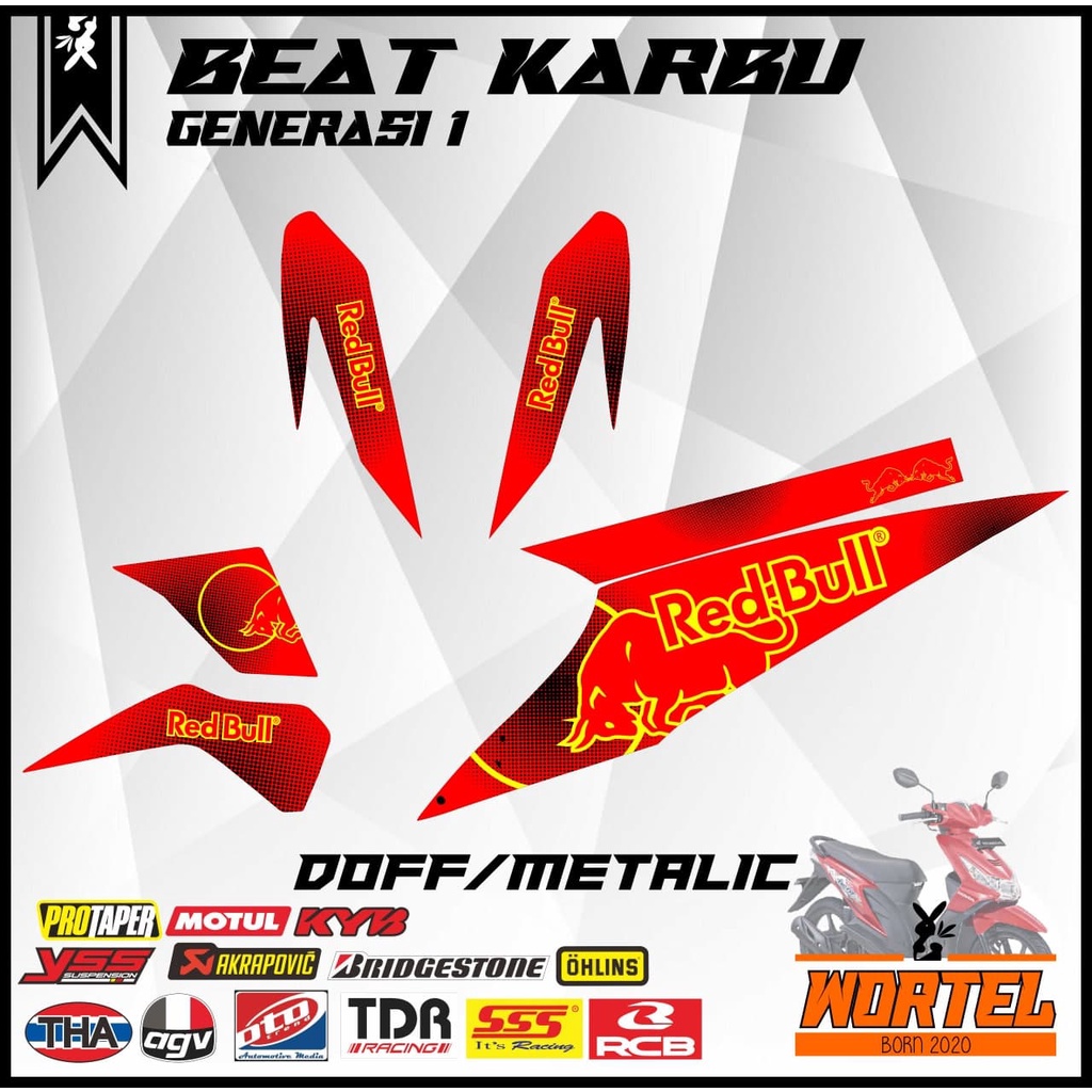 Jual Stiker Striping Decal Motor Beat Karbu Redbull Indonesia|Shopee ...