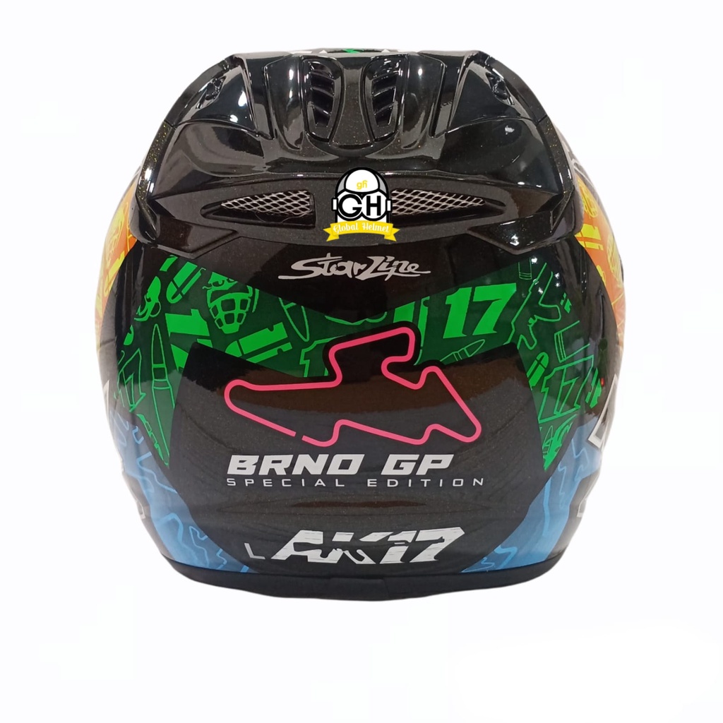 HELM NHK R6 HALF FACE GP EDITION KAREL #4 BRNO BLACK GOLD YELLOW R6