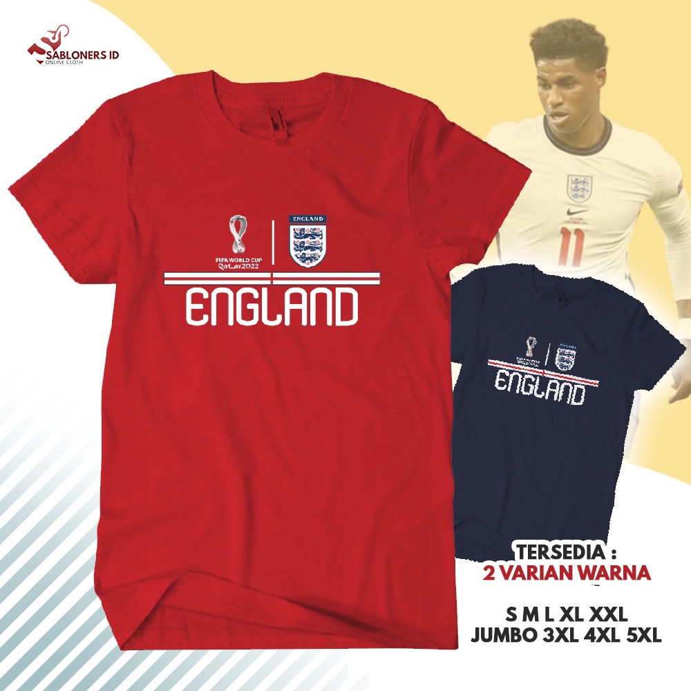 Baju Kaos T Shirt Distro Bola World Cup Piala Dunia Qatar 2022 Timnas Inggris England Pakaian Atasan