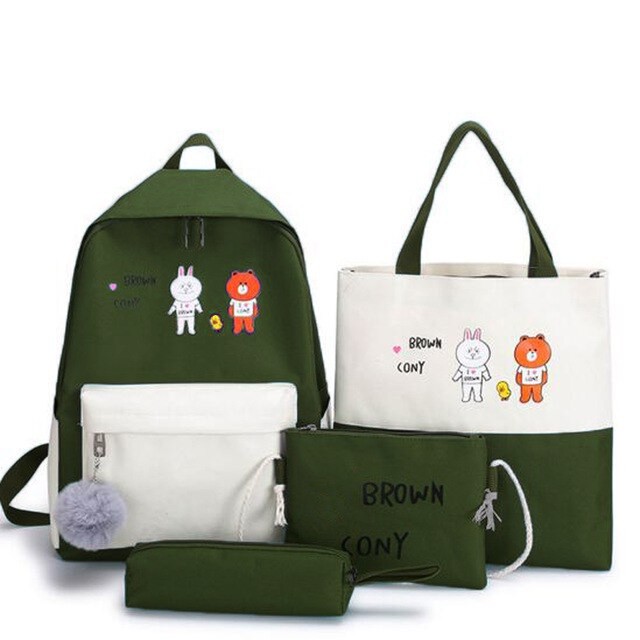 TAS RANSEL SEKOLAH MOTIF KARTUN JEPANG TERLARIS BACKPACK FASHION KOREA-B. CONY - HIJAU