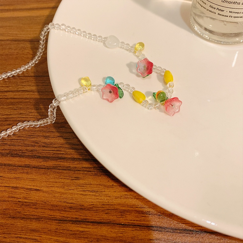 Kalung Rantai Dengan Liontin Bunga Tulip Warna Pink Untuk Wanita