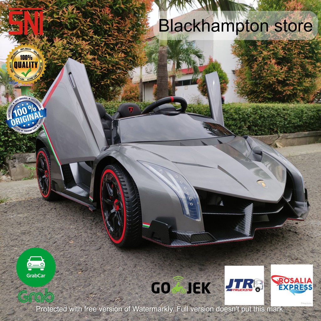Mobil Aki Mainan Anak Lamborghini Veneno License 2 Seat Ban Karet