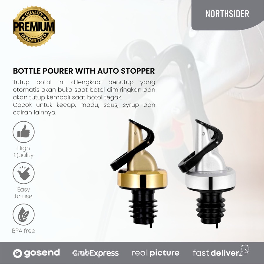 BOTTLE POURER WITH AUTO STOPPER | TUTUP BOTOL SYRUP MINYAK WINE KECAP