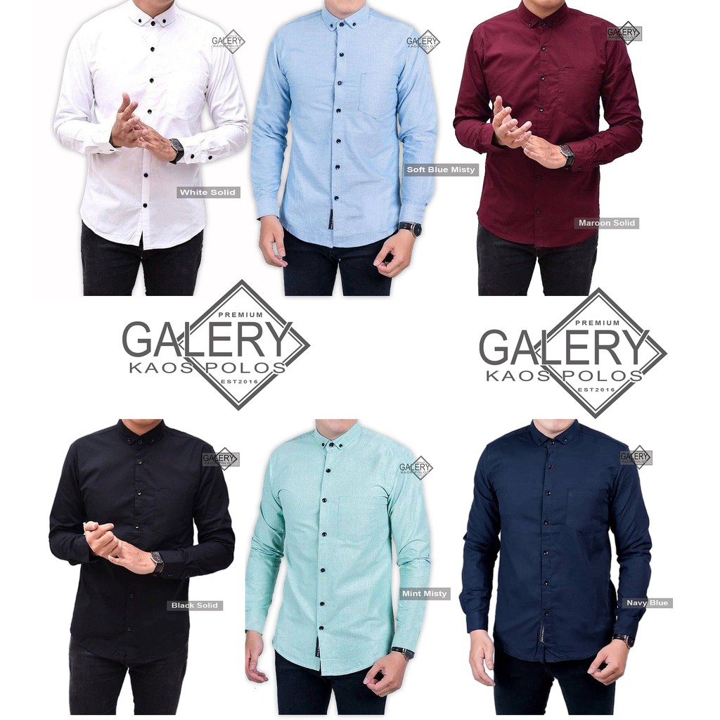 Ⓝxvf-648 Kemeja Pria Polos Fashion Maikel Katun Strit LD100 PJ70 Allsize M L XL Kerja Formal TERBARU