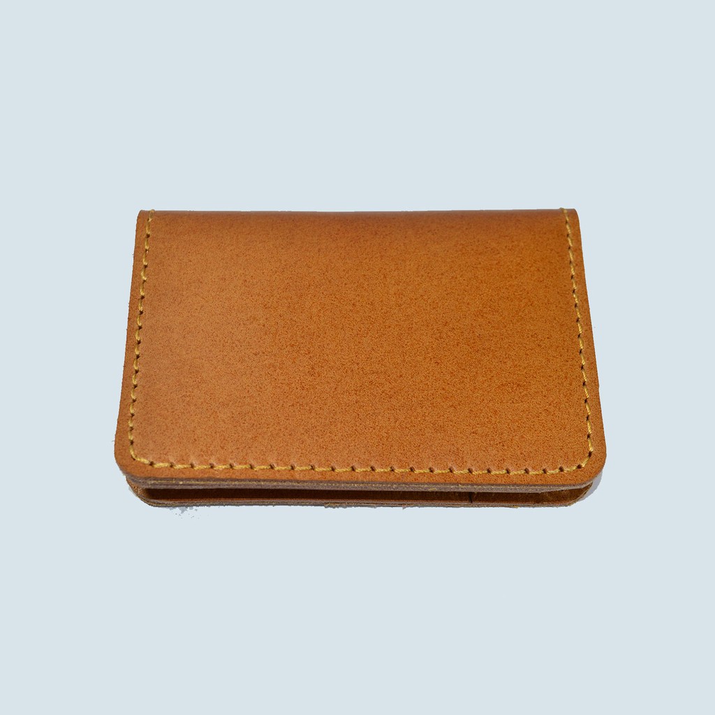 dompet kartu lipat kulit asli unik simpel slim - minimalis wallet tan