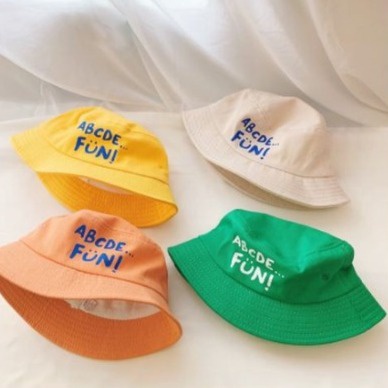 Topi Bucket Hat Anak Custom Bordir Nama Bahan Drill