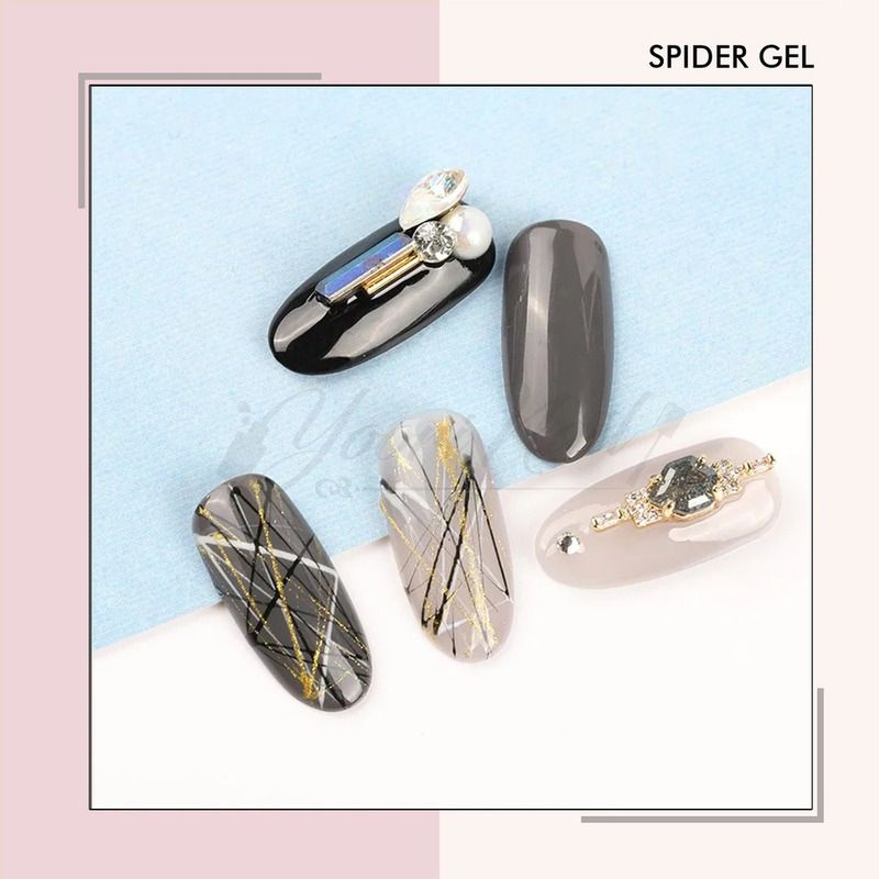 Spider gel nail art wire drawing painting uv gel nails