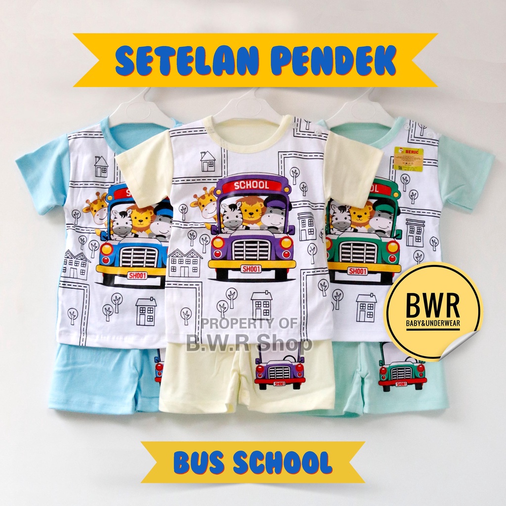 Setelan BERIC PENDEK Warna Motif Lucu / Setelan Anak Unisex 1-2 Tahun / Piyama Anak Pendek | Bwr IX