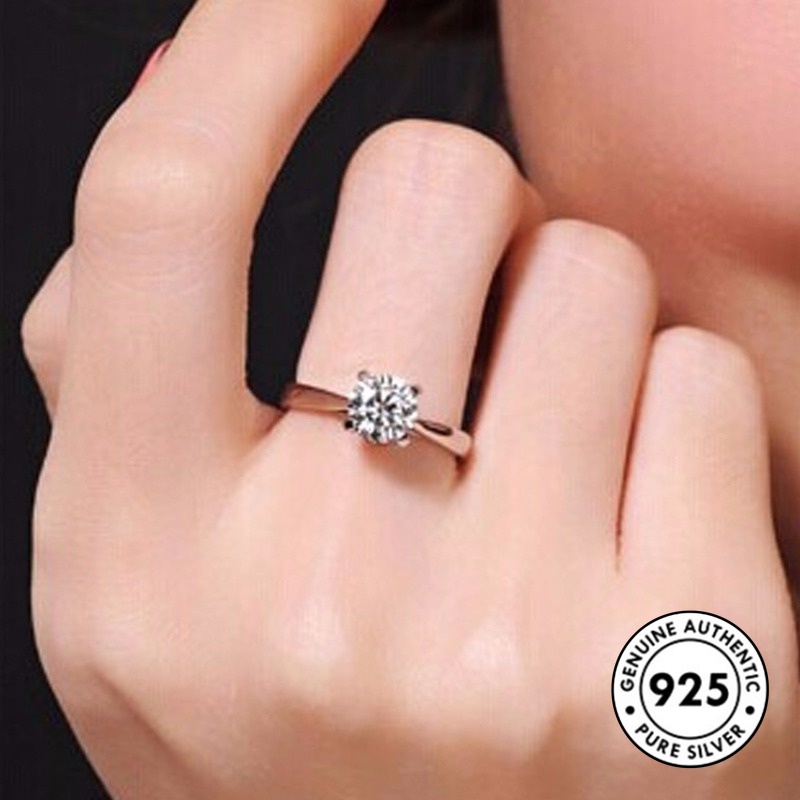 Cincin Berlian Klasik Bahan S925 Silver Warna Rose Gold