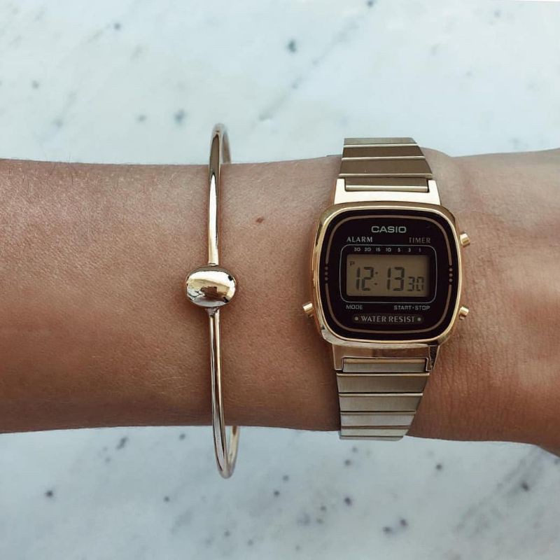 jam tangan wanita Casio LA-670 gold original