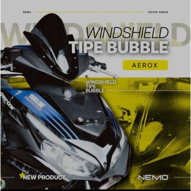 Windshield Visor Aerox New Connected 2021 Nemo GMA Winsil Aerox New tipe bubble