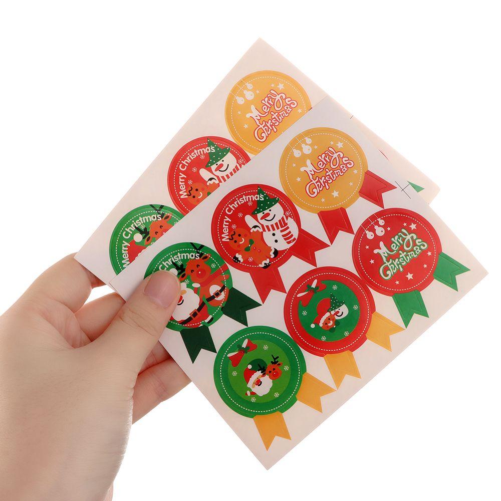 Solighter Kertas Hadiah Stiker DIY Perlengkapan Pesta Biskuit Kotak Hadiah Festival Dekorasi Sealing Craft Merry Christmas