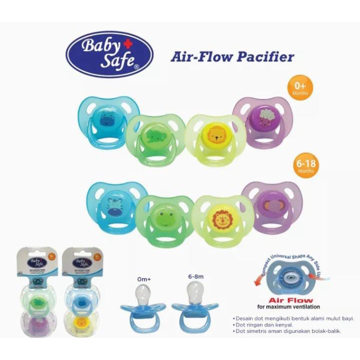 Babysafe Air Flow Pacifier Kempeng 0m+ / 6-18m+ isi 2 PC01S